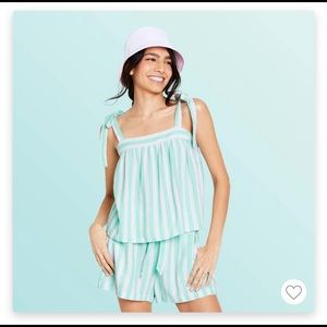 Stoney Clover Lane x Target green and white striped top. Size Small NWT